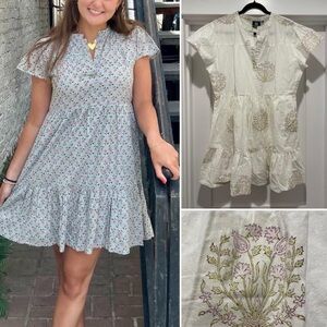 Floral Embroidered White Dress